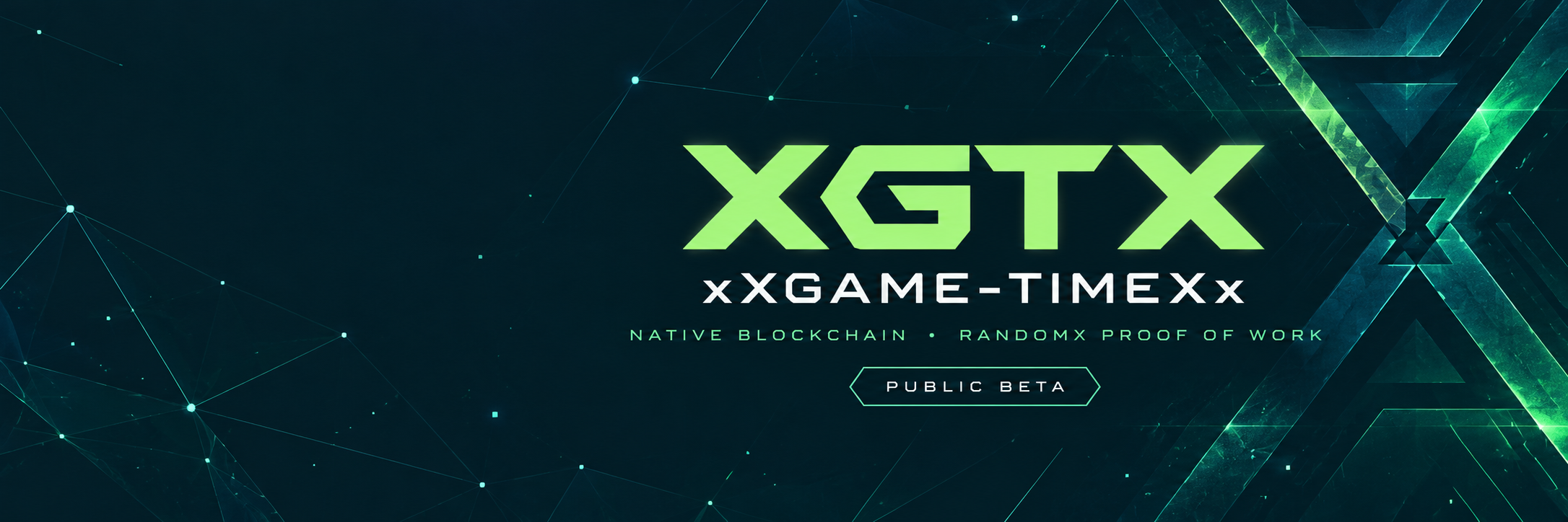 XGTX — native blockchain, RandomX proof of work, public beta